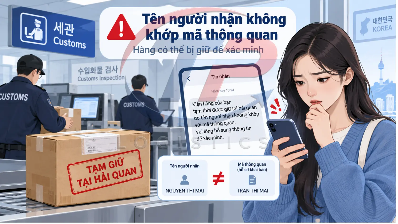 Hàng hóa bị dừng nhập khẩu vào Hàn Quốc do thông tin mã thông quan không chính xác
